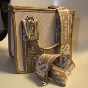 Steve Madden Bwebber Canvas SATCHEL Beige/Tan Canvas Messenger Crossbody
